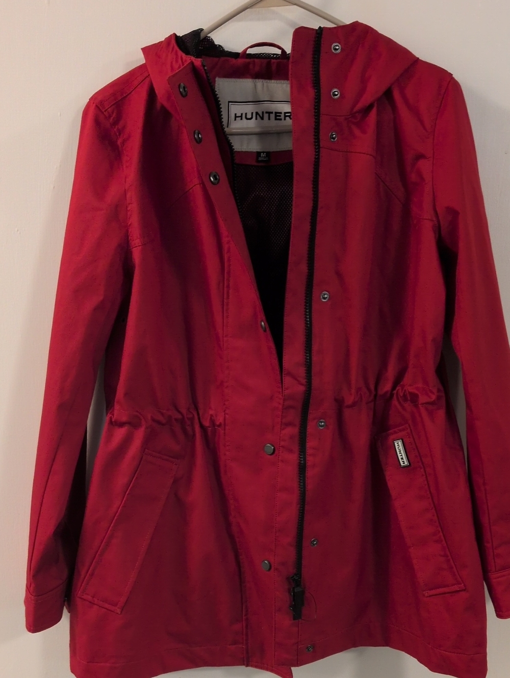Hunter Red Hooded Trench Coat Rain Coat